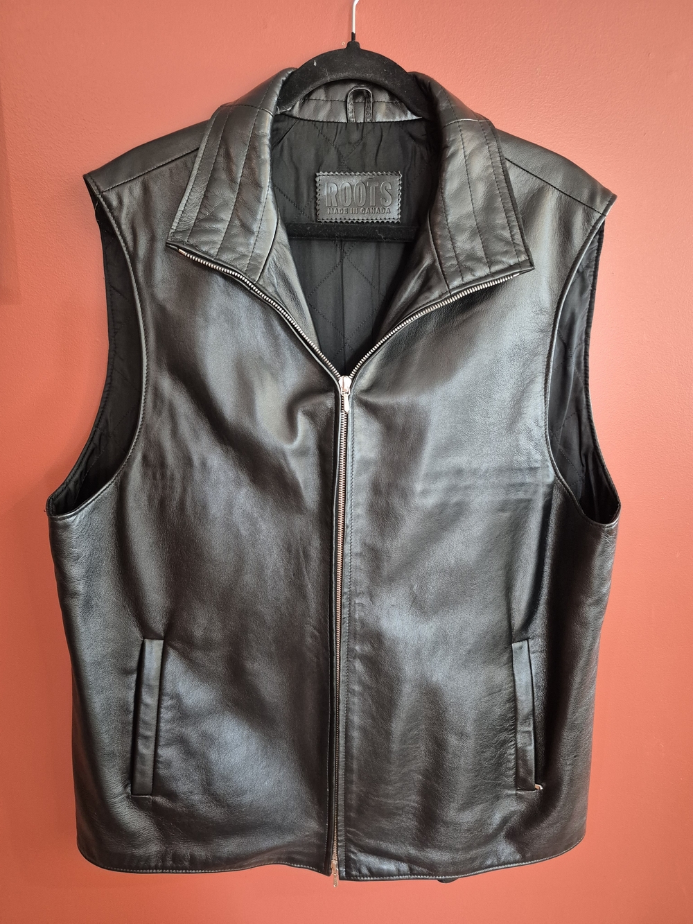 Vintage Roots Leather Zip Front Vest XL
